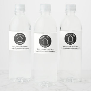 Rótulo De Garrafa De Vinho Empresa de Imóveis Adicione Seu Logotipo Simples C
