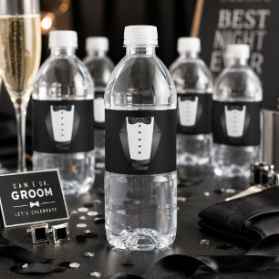 Rótulo De Garrafa De Vinho Equipe do padrinho de casamento Smoking preto para