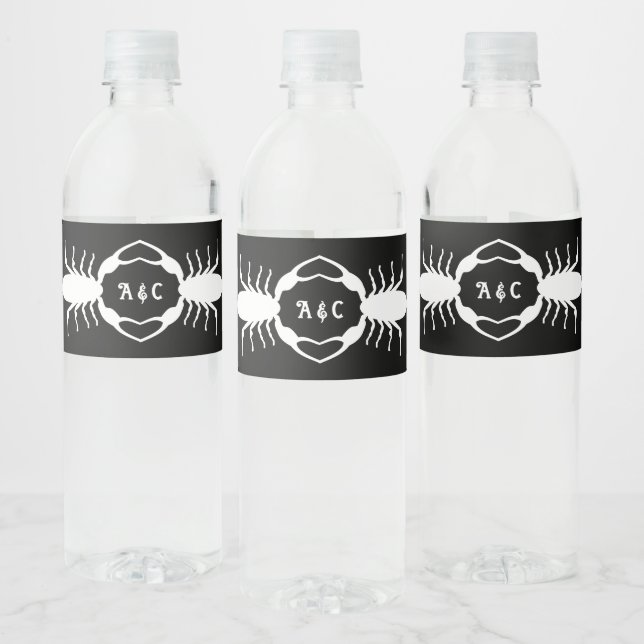 Rótulo De Garrafa De Vinho Escorpiões Brancos Góticos Monogramas Personalizad (Garrafas)