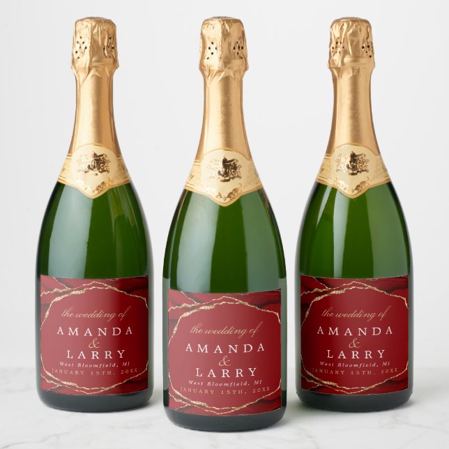 Rótulo de Garrafa de Vinho Espumante Ágata Vermelh (Garrafas)