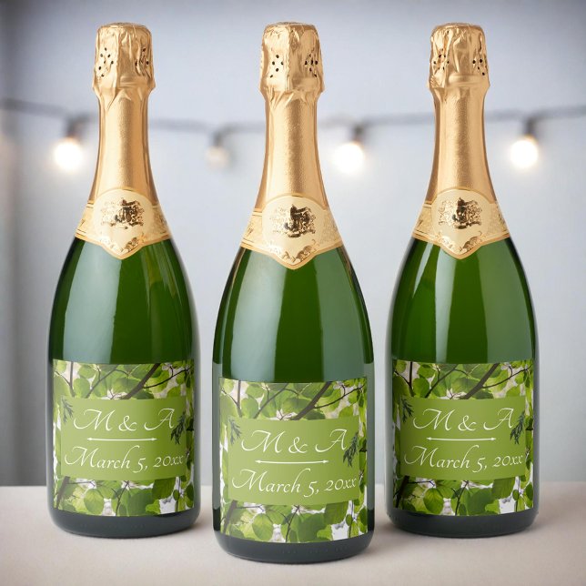 Rótulo de Garrafa de Vinho Espumante de Casamento (Criador carregado)