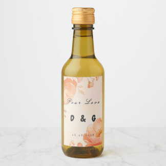 Rótulo de Garrafa de Vinho Espumante Rosa Floral