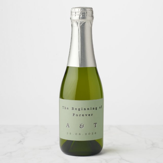 Rótulo de Garrafa de Vinho Espumante Verde Salvia (Frente)