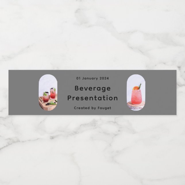 Rótulo De Garrafa De Vinho Estética Simples Bebida Creme Verde  (Rótulo Único)