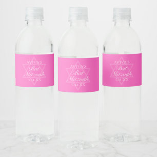 Rótulo De Garrafa De Vinho Estrela do Partido Bat Mitzvah, rosa-quente, de Da