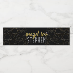 Rótulo De Garrafa De Vinho Estrelas Douradas do Bat Mitzvah do Bar BM