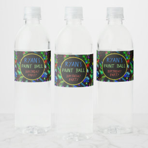 Rótulo De Garrafa De Vinho Estrelas Explosivas de Tinta Neon Brilhante