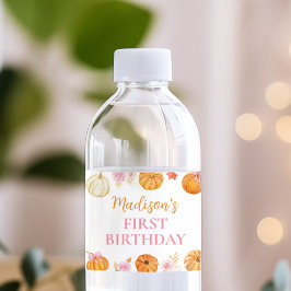 Rótulo De Garrafa De Vinho Fall Pumpkin Girl Birthday Water Bottle Labs