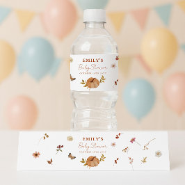 Rótulo De Garrafa De Vinho Fall Pumpkin Wildflower Baby Shower