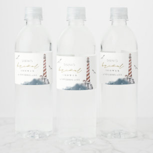 RÓTULO DE GARRAFA DE VINHO FAROL MAR ROMÂNTICO AZUL ESCURO CHUVA DE NOIVA