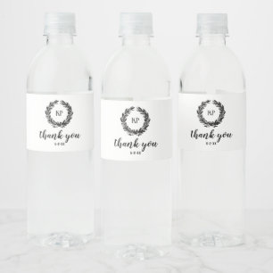 Rótulo De Garrafa De Vinho Favor de casamento com coroa de monograma personal