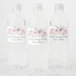 Rótulo De Garrafa De Vinho Favor de casamento em Rosa Bege e Azul Marinho em 