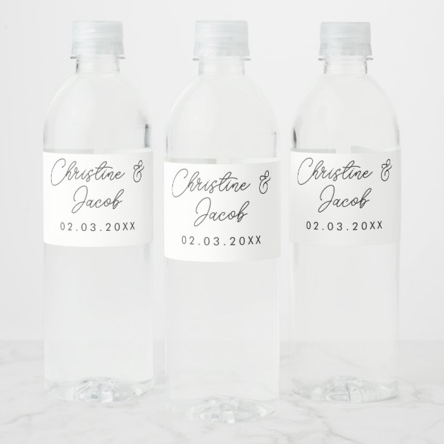 Rótulo De Garrafa De Vinho favor de casamento simples festa moderna elegante  (Garrafas)