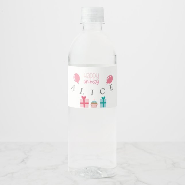 Rótulo De Garrafa De Vinho Feliz Aniversário Personalizado (Frente)
