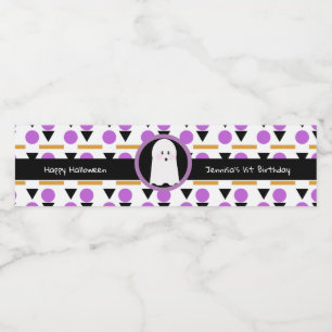 Rótulo De Garrafa De Vinho Feliz Dia de Aniversário do Halloween Fantasma