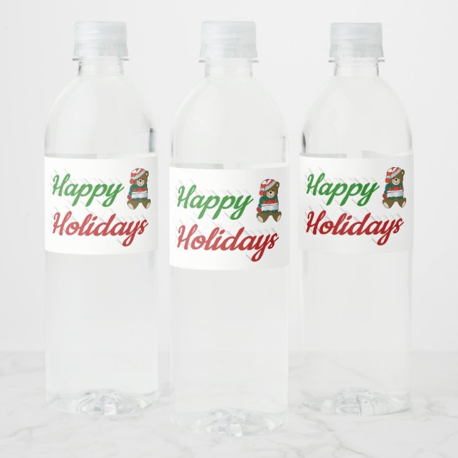 Rótulo De Garrafa De Vinho Feliz Natal Ursinho de pelúcia script de Natal (Garrafas)