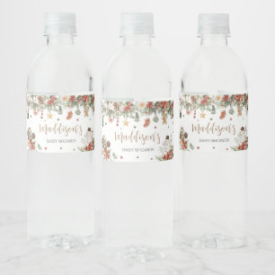 Rótulo De Garrafa De Vinho Feliz Pequeno Chá de fraldas de Natal