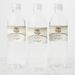 Rótulo De Garrafa De Vinho Feriado Dourado dos Sinos de Natal