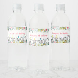 Rótulo De Garrafa De Vinho Festa Animal Rosa Dourado Safari Aniversário