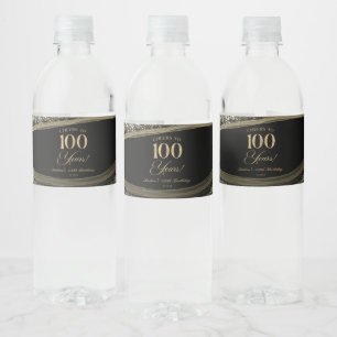 Rótulo De Garrafa De Vinho Festa de 100 Anos de Nascimento em Ágata Preta e D
