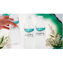 Festa de aniversário Aquarela Teal e Garrafa Doura