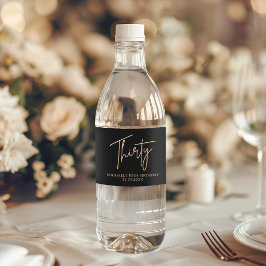 Rótulo De Garrafa De Vinho Festa de Aniversário de 30 anos Preto e Dourado