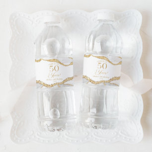 Rótulo De Garrafa De Vinho Festa de Aniversário de 50 anos em Ágata Ouro Bran