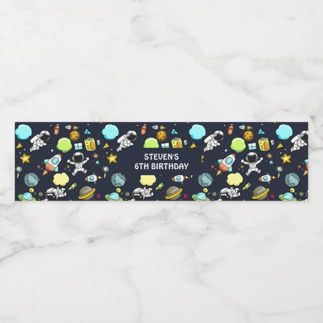 Rótulo De Garrafa De Vinho Festa de aniversário de Aventura Espacial Exterior (Rótulo Único)
