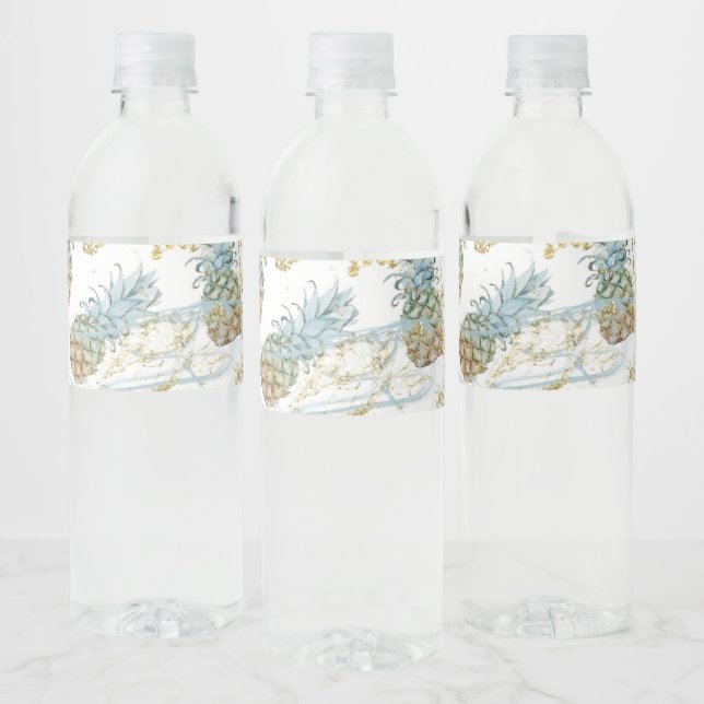 Rótulo De Garrafa De Vinho Festa de aniversário de brilho Dourado do ananás (Garrafas)