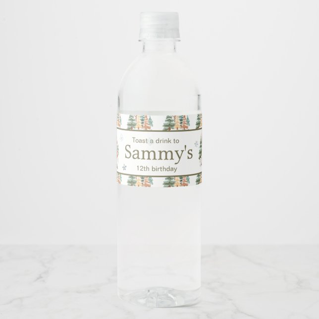 Rótulo De Garrafa De Vinho Festa de aniversário de coelhos de inverno (Frente)