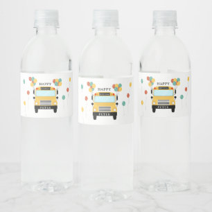 Rótulo De Garrafa De Vinho Festa de Aniversário de Crianças de Ônibus Escolar