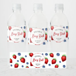 Rótulo De Garrafa De Vinho Festa de aniversário de morango e amoreira