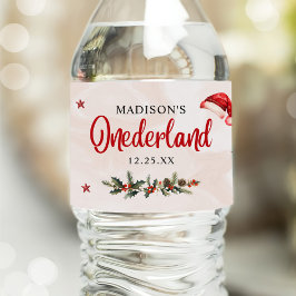 Rótulo De Garrafa De Vinho Festa de aniversário de Natal Santa Hat