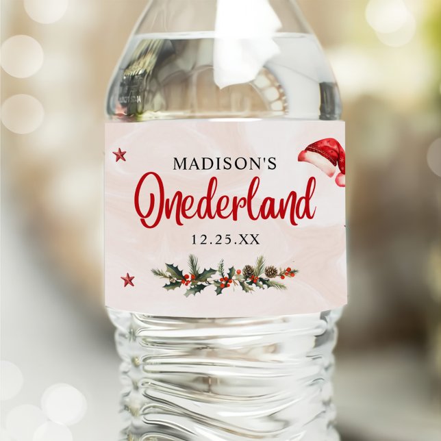 Rótulo De Garrafa De Vinho Festa de aniversário de Natal Santa Hat (Criador carregado)