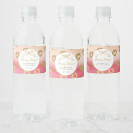 Rótulo De Garrafa De Vinho Festa de aniversário-leopardo rosa e Dourada Cheet