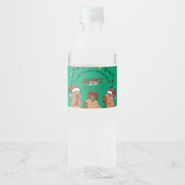 Rótulo De Garrafa De Vinho Festa de Aniversário Luzes de Natal do Capivara