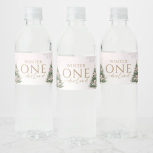 Rótulo De Garrafa De Vinho Festa de Aniversário Winter Onederland Rosa Prata 