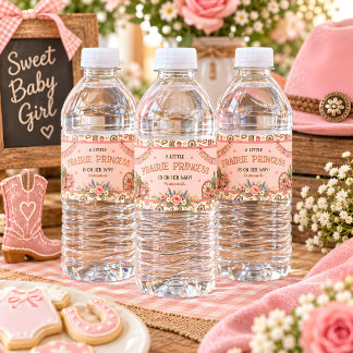 Rótulo De Garrafa De Vinho Festa de Bebê Princesa da Pradaria Ocidental