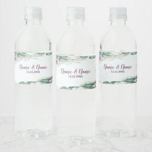 Rótulo De Garrafa De Vinho Festa de casamento Roxo Floral Verde Russo