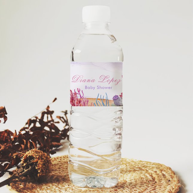 Rótulo De Garrafa De Vinho Festa de Chá de fraldas de Sereia (Criador carregado)