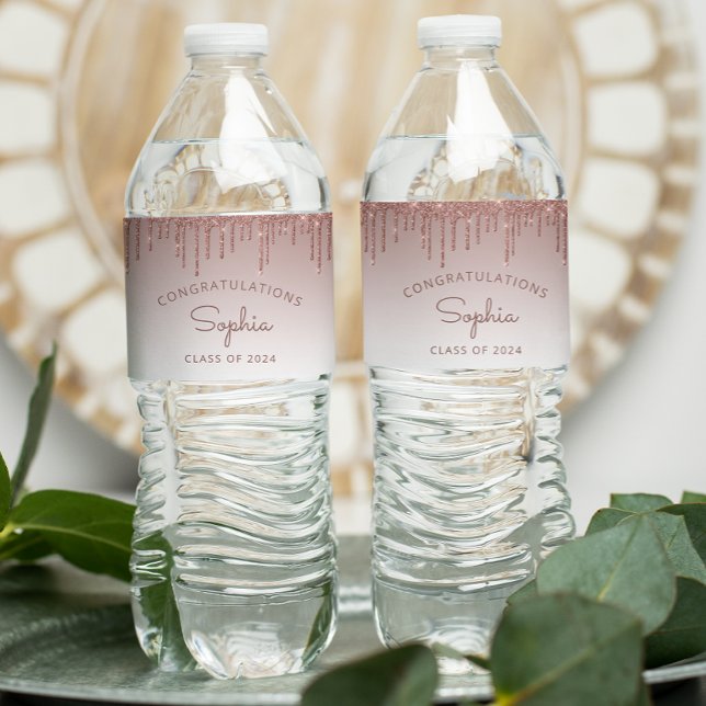 Rótulo De Garrafa De Vinho festa de formatura 2024 - Unidade de brilho Dourad (Criador carregado)
