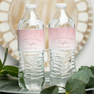 Rótulo De Garrafa De Vinho festa de formatura de Coleta Glitter Rosa 2024