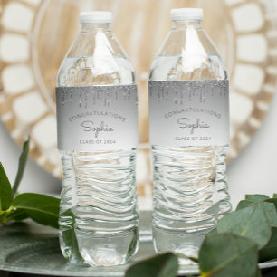 Rótulo De Garrafa De Vinho festa de formatura De Glitter De Prata 2024