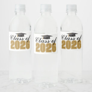 Rótulo De Garrafa De Vinho Festa de Graduação da Turma de 2026 Dourado e Pret