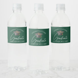 Rótulo De Garrafa De Vinho Festa de Graduação Personalizada Verde Escuro Grad
