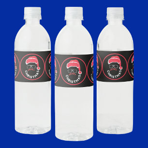 Rótulo De Garrafa De Vinho Festa de Natal Vermelho Negro