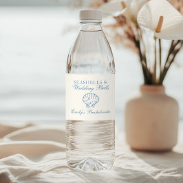 Rótulo De Garrafa De Vinho Festa de Solteira Conchas e Sinais de Casamento