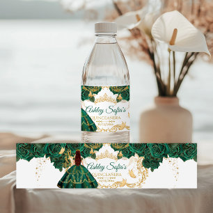Rótulo De Garrafa De Vinho Festa Real Esmeralda Verde Dourada Quinceañera