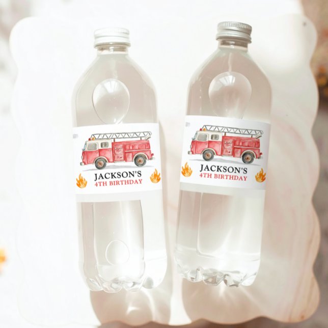 Rótulo De Garrafa De Vinho Firetruck Calling All Firefigthers Boy Birthday (Criador carregado)