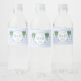 Rótulo De Garrafa De Vinho Fita Verde de Casamento de Natal Jar Ginger Azul